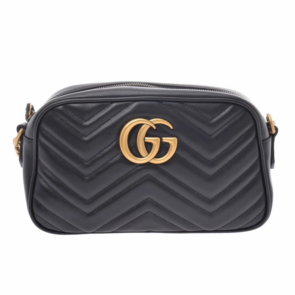 GUCCI GG Marmont Shoulder Bag Black Calfskin